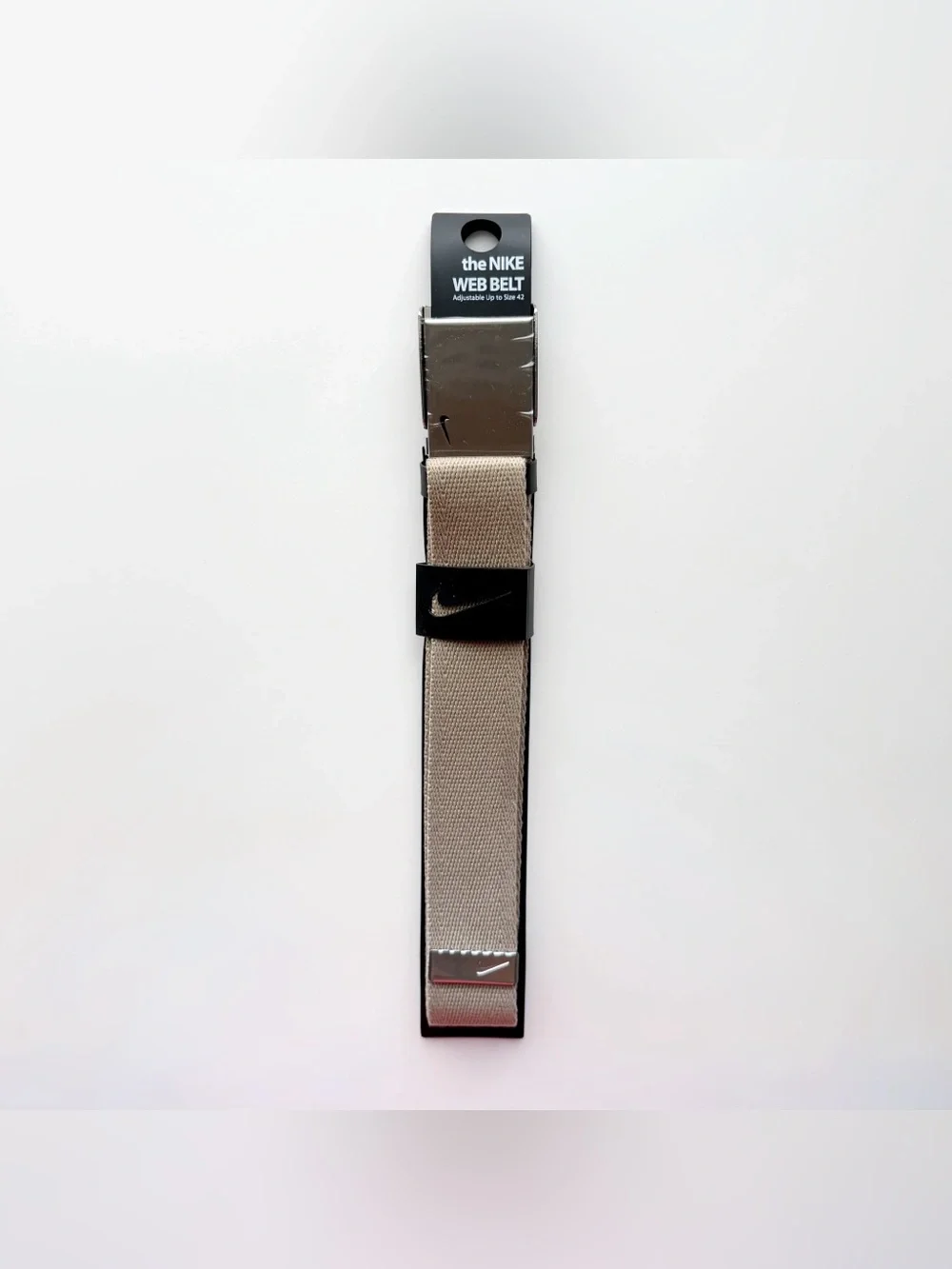 Nike Golf Web Belt Tan Silver Neutral Mens Golfing Adjustable